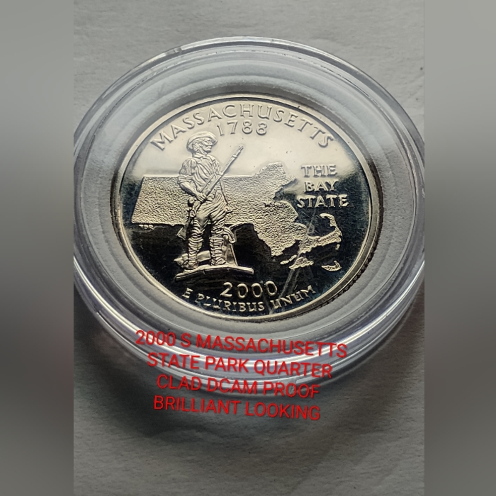 ✅❤️Massachusetts State Park Quarter CLAD 2000 S DCAM PROOF BRILLIANT LOOKING